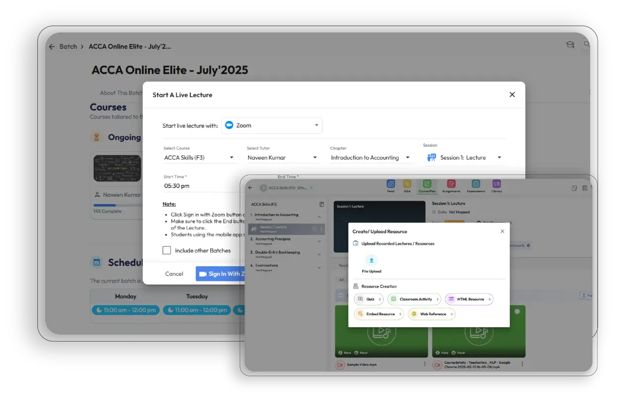 Go live or schedule lessons - teach anytime, from anywhere