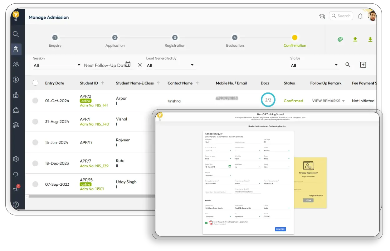 Online Admissions. Streamlined from Enquiry to Enrollment.