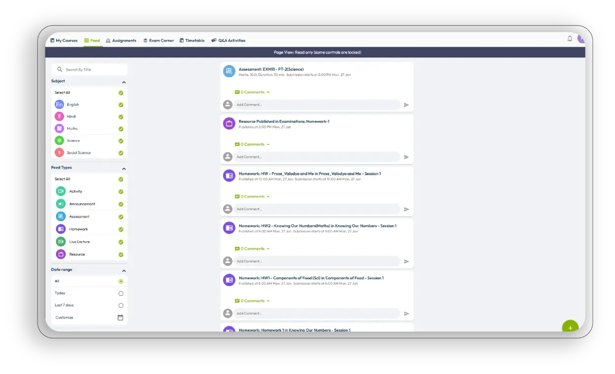 Feed Channel for Class Updates